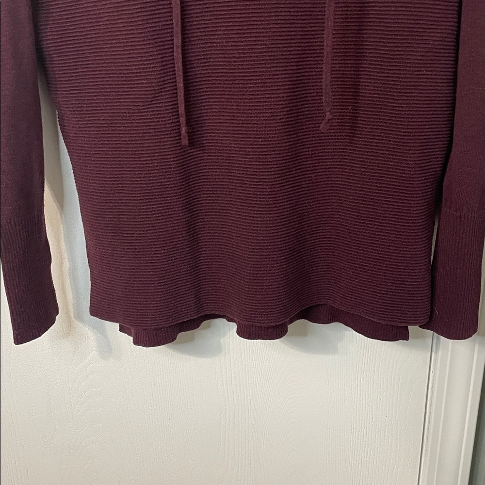 Athleta Aster Ribbed Hooded Pullover Sweatshirt Maroon Women Size Large - Picture 4 of 8